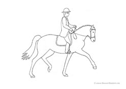 Ausmalbild Pferd mit Reiter