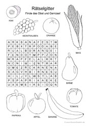 Rätselgitter Obst und Gemüse klein
